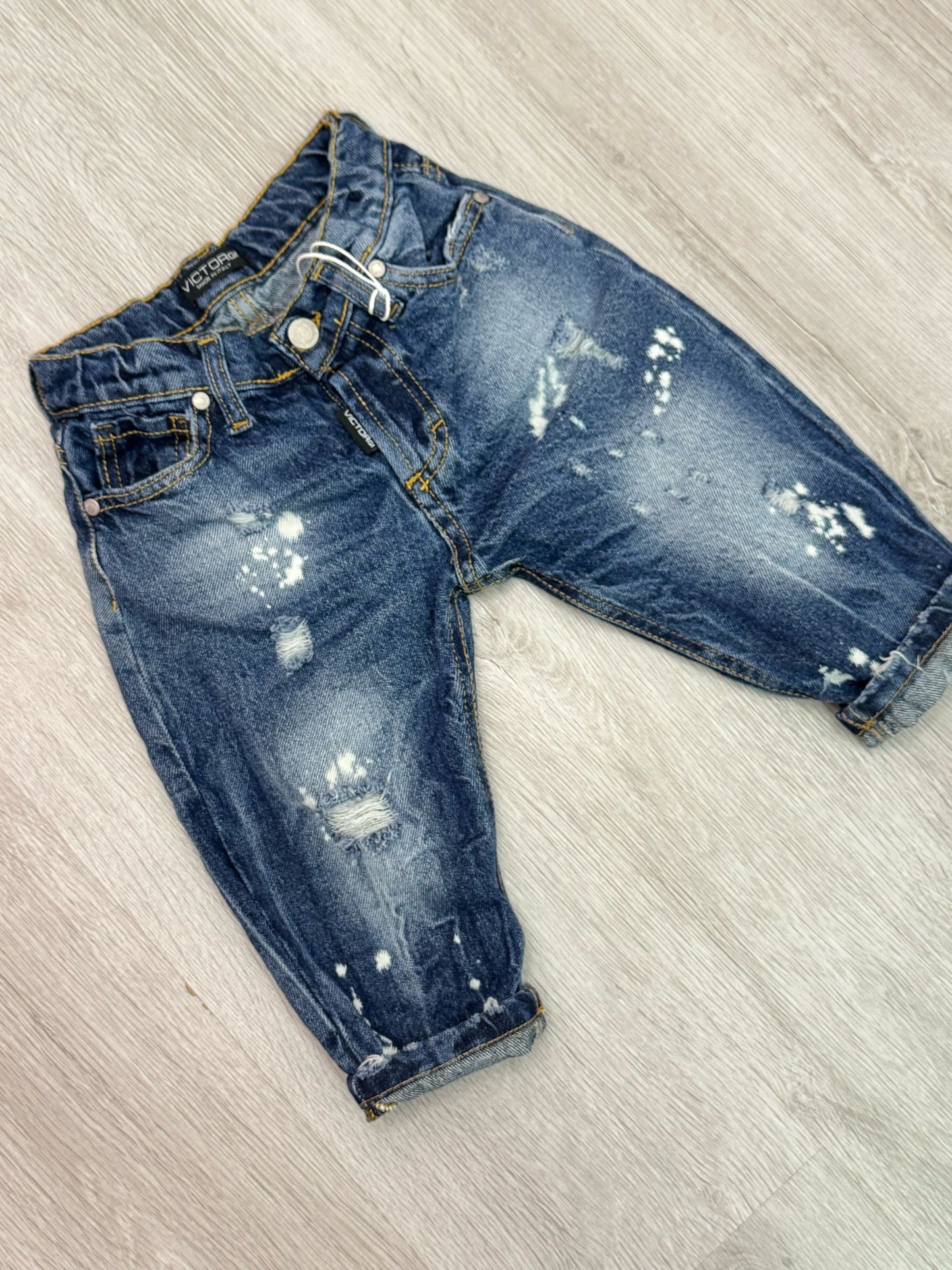 Jeans Bambino Effetto Delavé con Strappi
